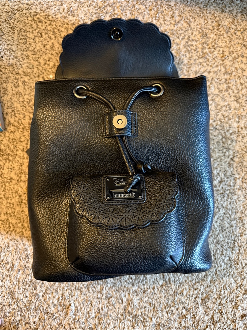Loungefly Black Bow Drawstring Backpack - Picture 3 of 5
